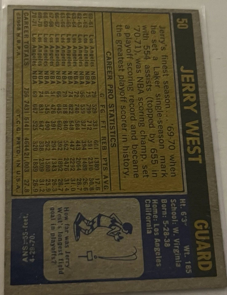 1971-72 Topps - Jerry West #50 Foto 2 de 2