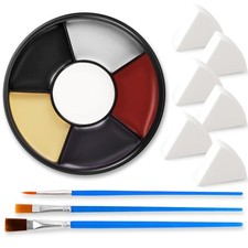 6 Colors Halloween Face Body Paint  6pc Sponge  3pc Brush, Colored Eye Blac...