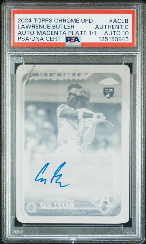 2024 Topps Chrome #LB Lawrence Butler novato automático 1/1 placa magenta PSA 10 automático - Imagem 3 de 4