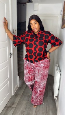 African Wear 2 Piece Ankara Shirt and Trousers African Print UK Size 18