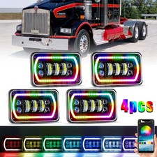 4pcs 4x6 Rgb Halo Led Headlights H4656 For Kenworth T400 T600a T800 W900 4pcs 4x6 Rgb Halo Led Headlights H4656 For Kenworth T400 T600a T800 W900
