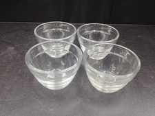 Pampered Chef Clear Glass Measuring Cup/Prep Bowls 3/4 Cup Set Of 4