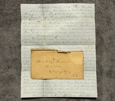 1856 Handwritten Letter & Envelope to Elspy Mather Cayuga Co NY Pre-Civil War
