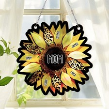 Personalized Family Sunflower Suncatcher, Mother's Day Window Hanging Suncatcher