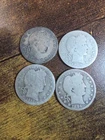 Barber Quarter Lot of 4 circulated- 90% silver