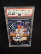 PSA 9 2025 LEAF BASEBALL NATION NEW DAWN BLUE CRYSTAL ROOKIE AUTO BRADY EBEL /7