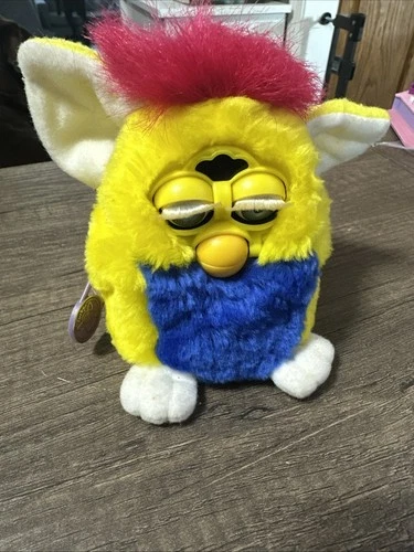 Vintage 1999 Furby Babies Baby 70-940 Yellow & Blue Body Pink Hair Works
