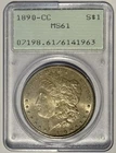 1890 CC Morgan Silver Dollar $1 PCGS MS61 ‼️TOUGH COIN IN OGH / RATTLER‼️