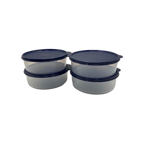 Tupperware Big Wonders Bowls 3 Cup / 700 ml Set of 4 Sheer with Dark Blue Seal - Picture 4 of 9