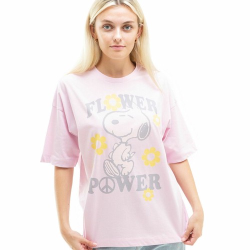 Official Peanuts Snoopy Ladies Flower Power Oversized T-shirt Pink S - XL |  eBay
