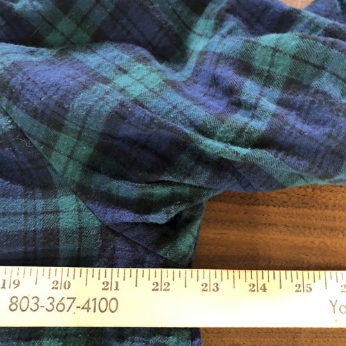 Lanz Of Salzburg Flannel Nightgown Womens Medium Blue Green Plaid Eyelet Trim - Picture 9 of 10