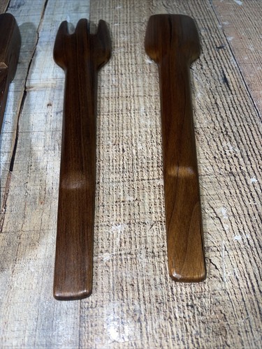 Juego de pinzas para servidores de ensaladas de madera MCM tenedor cuchara cuchara acento geométrico retro mango de diseño - Imagen 10 de 13