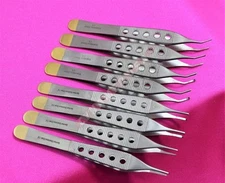NEW 8  PREMIUM GOLD HANDLE ADSON TISSUE+DRESSING FORCEPS 4.75" STRAIGHT+CURVED 