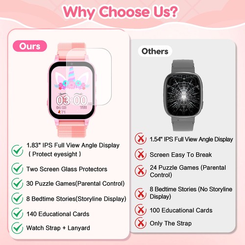 Kids Smart Watch with 30 Games 140 Learning Cards Camera Touch Screen Smartwatch - 第 28/47 張圖片