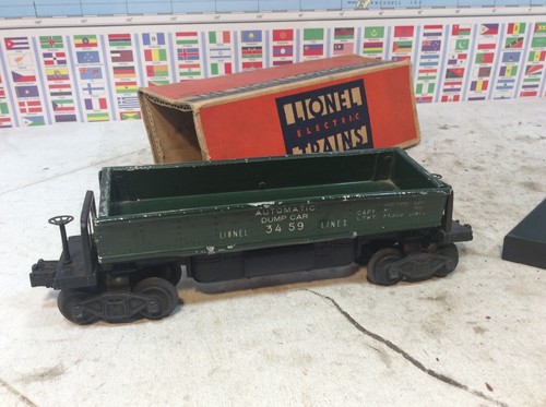 Lionel 3459 green Dump Car w Original Box O Gauge Set plus Bin - Picture 3 of 16