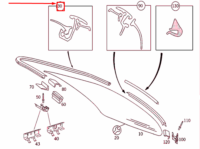 MERCEDES-BENZ S W220 Rear Window Left Ornamental Trim A2206700122