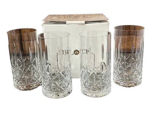 Set of 6 Block Amethyst Festival Crystal High Ball Glasses Tumblers Vtg 16  oz | eBay
