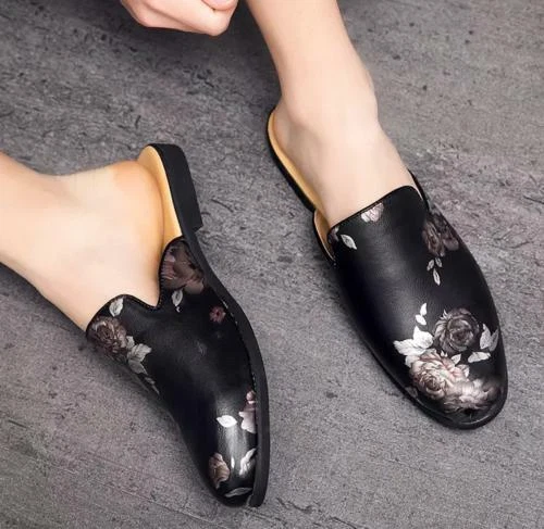 Zapatillas sin cordones con estampado para hombre Mocasines Zapatos de mulas Informales Verano Moda Retro Foto 3 de 4