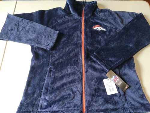NFL Denver Broncos Furry Jacket Women's Navy Blue Football NWT Size 2XL - Picture 2 of 8