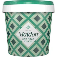 Maldon Salt Sea Salt Flakes 20 oz - (570 g) Resealable Tub Kosher, Natural