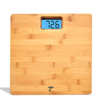 Bamboo Non-Slip Digital Backlight Weighing Bathroom Scale 400Lbs MAX LED Display