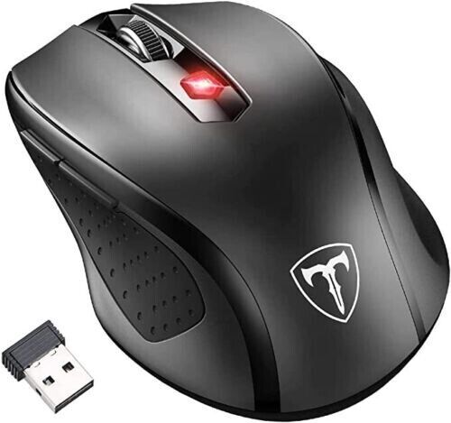 NEW VicTsing Wireless Gaming Mouse Ergonomic Adjustable DPI Level 6 Button Black - Picture 1 of 9