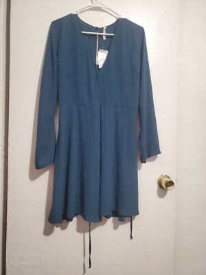 Lush Wrap Dress Nordstrom Women's Size M Blue Ceramic Long