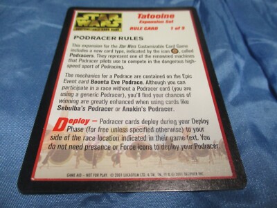 Star Wars , Trading Card , Special  Sammelkarte ,  Rule  Card  1 of 3 , # 622