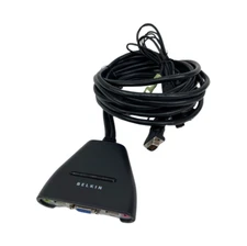 BELKIN VGA 2-Port KVM Switch Cable Audio Mic PC-Tested!