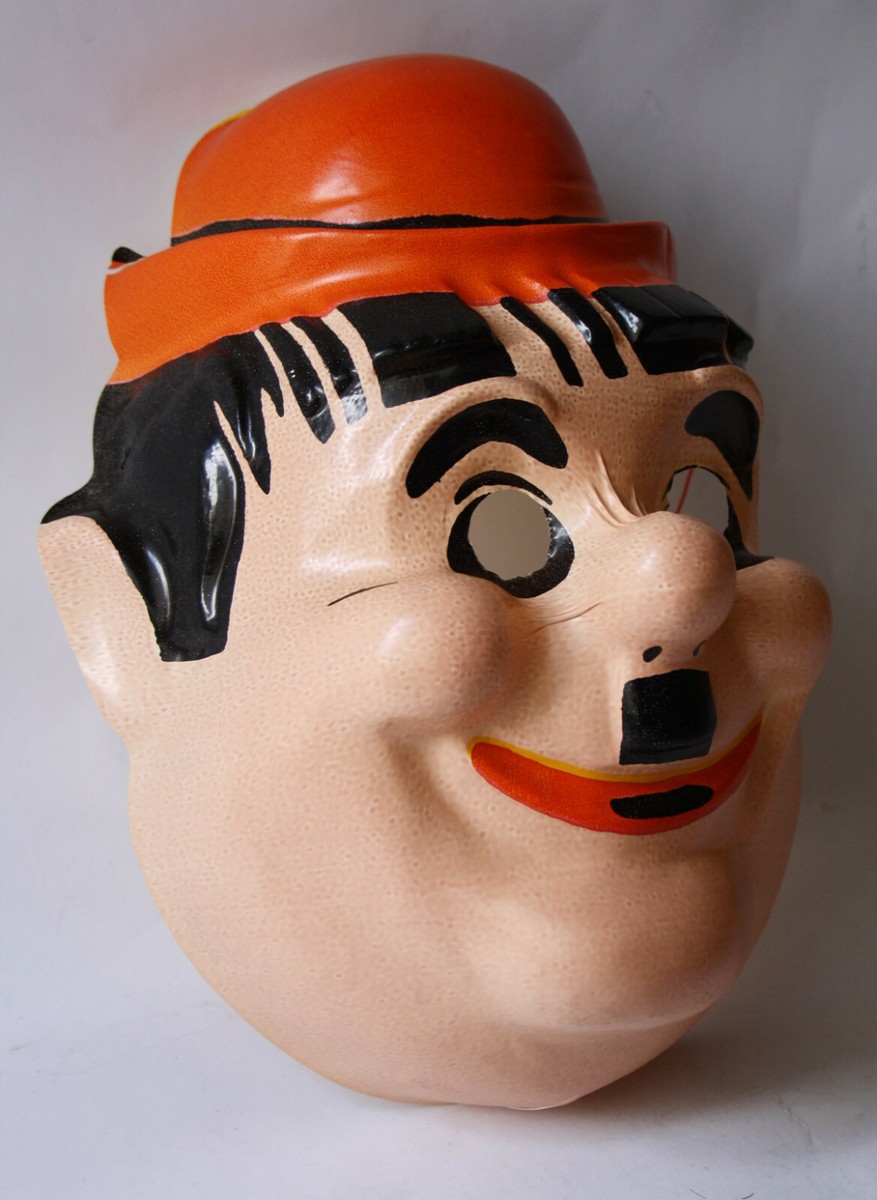 RARE VINTAGE 80'S LAUREL & HARDY PLASTIC MASK MADE IN GREECE GREEK