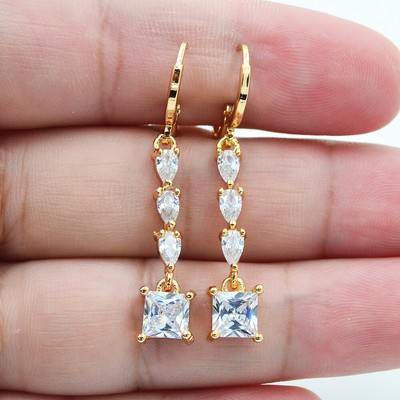 Yellow Gold Filled Mystic Topaz Fashion Jewelry 18K Gold Filled Black Mystic Topaz Teardrop Earrings - Leverback Dangle Earrings For Women 18K Gold Filled Jewelry