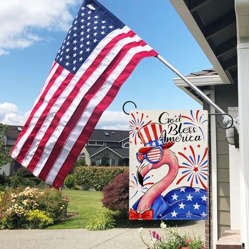 God Bless America Flamingo July 4th Patriotic Garden Flag Double Sided, 12x18 - Picture 6 of 7