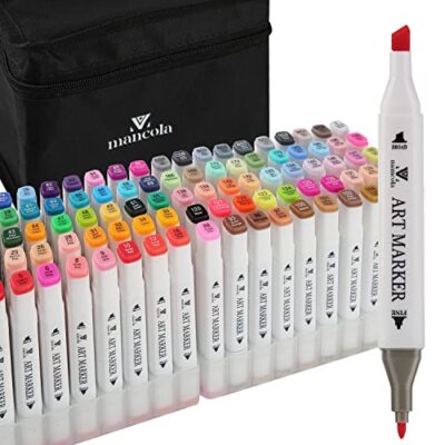 Tongfushop Viltstiften, markeerset, 100 kleuren, alcoholmarkers met fijne punt en brede punt, 2 seconden, sneldrogend, alcoholstiften met anti-sepagina, afstandhouders voor schilderen, design