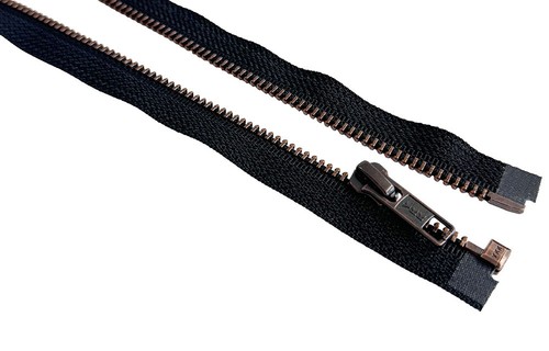 YKK #5 Antique Copper Finished Jacket Zipper Separating Color Balck 7" - 36" - Picture 4 of 4