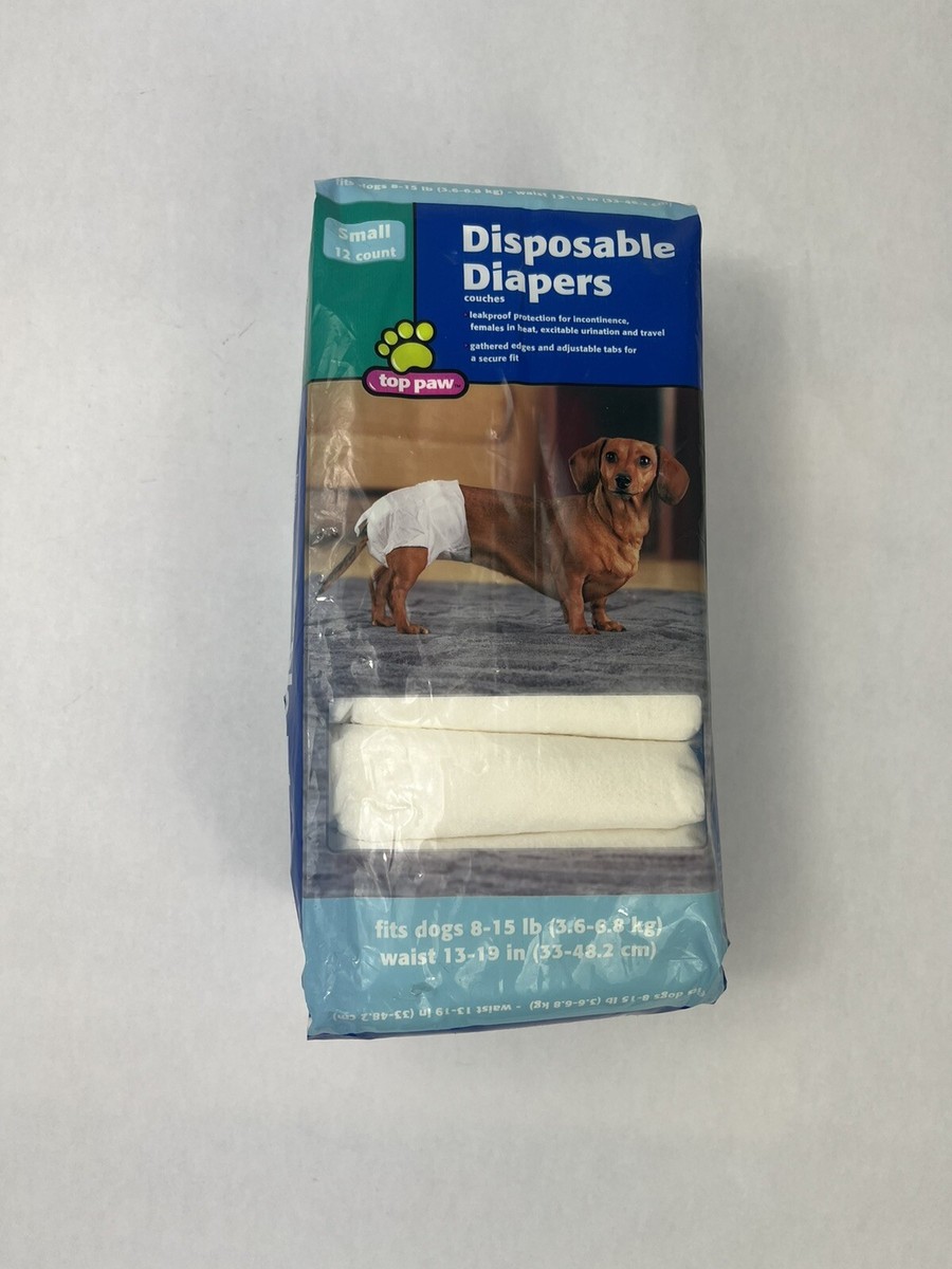 Top Paw Disposable Diapers For Dogs Small 12 Count NIP