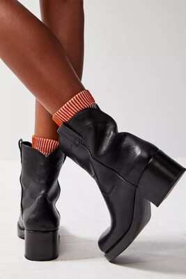 NEW FREE PEOPLE Sz 7 SLEEPY COWBOY ANKLE BOOTS BLACK | eBay