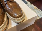 ✨Auth PRADA Wingtip Brogue TABACCO Leather Espadrille Platform Oxfords Size 39.5 — photo 3