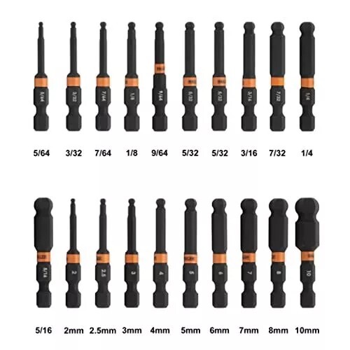 Ball End Hex Bit Set 2 Inch Impact Driver 20pc Hex Bit Set With A Bit Holder & C - Picture 6 of 6