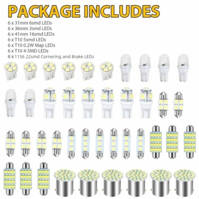 42pc Innenraumbeleuchtung Lampe LED Auto Licht T10 SMD Birne Leselicht 12V 6000K