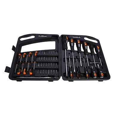 QUALTEX 52 Piece Screwdriver & Torqx Bits Set Heavy Duty Soft Handle Rubber Grip