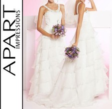 NEU HOCHZEIT BRAUTKLEID ORGANZA SATIN STRASS 36/18 38/19 APART cremeweiß *504778