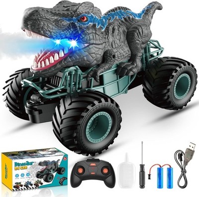 Dinosaurier Spielzeug für Jungen, Maßstab 1:16 RC Autos Monstertruck mit Spray Roar LED Lig