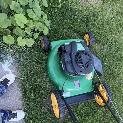 Weed Eater Gas Walk-Behind Push Lawn Mower, Green/Black with Yellow Wheels