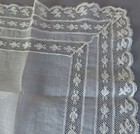 2 Antique 19thC Handkerchiefs French Valenciennes LACE Hand Embroidery Initial B — photo 8
