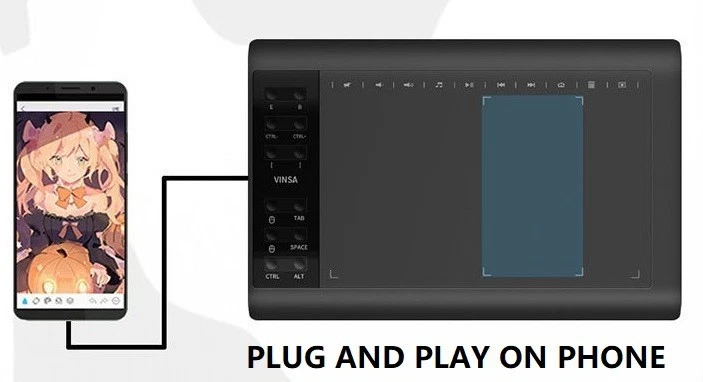 Large Drawing Digital Graphics Tablet 12 inch 10x6" Professional 12+10 Hot Keys - Image 3 of 4