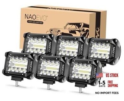 4 Inch LED Pod Lights, 360W 36,000LM LED Fog/Driving/Off Road Lights 6 Pcs