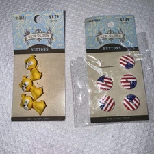 Lot Of 2?Sew-ology Buttons Dogs & Flag Buttons NIP