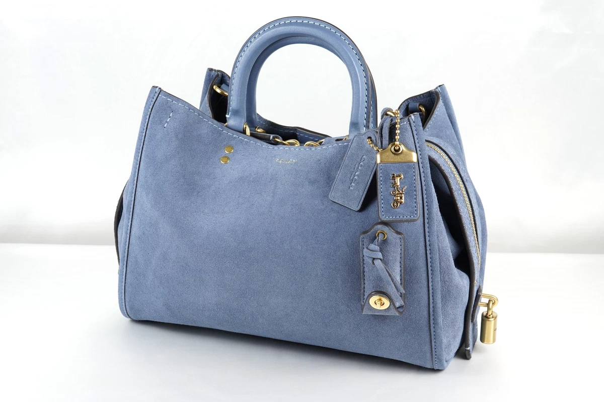 Coach Women's Suede Exterior Blue Bags & Handbags for Women for