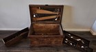 Antique Wooden Tool Chest/Box w/ Sliding Trays, Assorted Hand Tools & Saws — photo 4