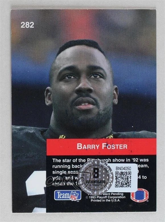 BAS 1993 Playoff Barry Foster #282 Beckett Auth Sticker Auto - Image 2 of 2